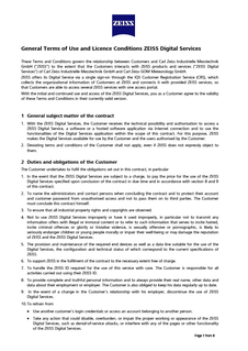 Vista previa de imagen de General Terms of Use and Licence Conditions ZEISS Digital Services