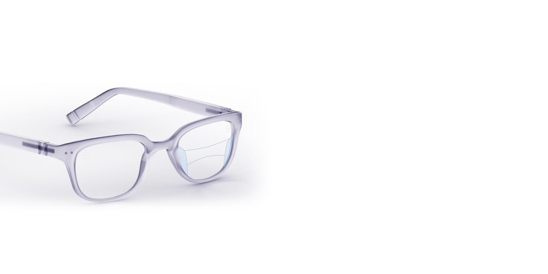 Imagen de un armazón con zonas de visión en uno de los lentes.