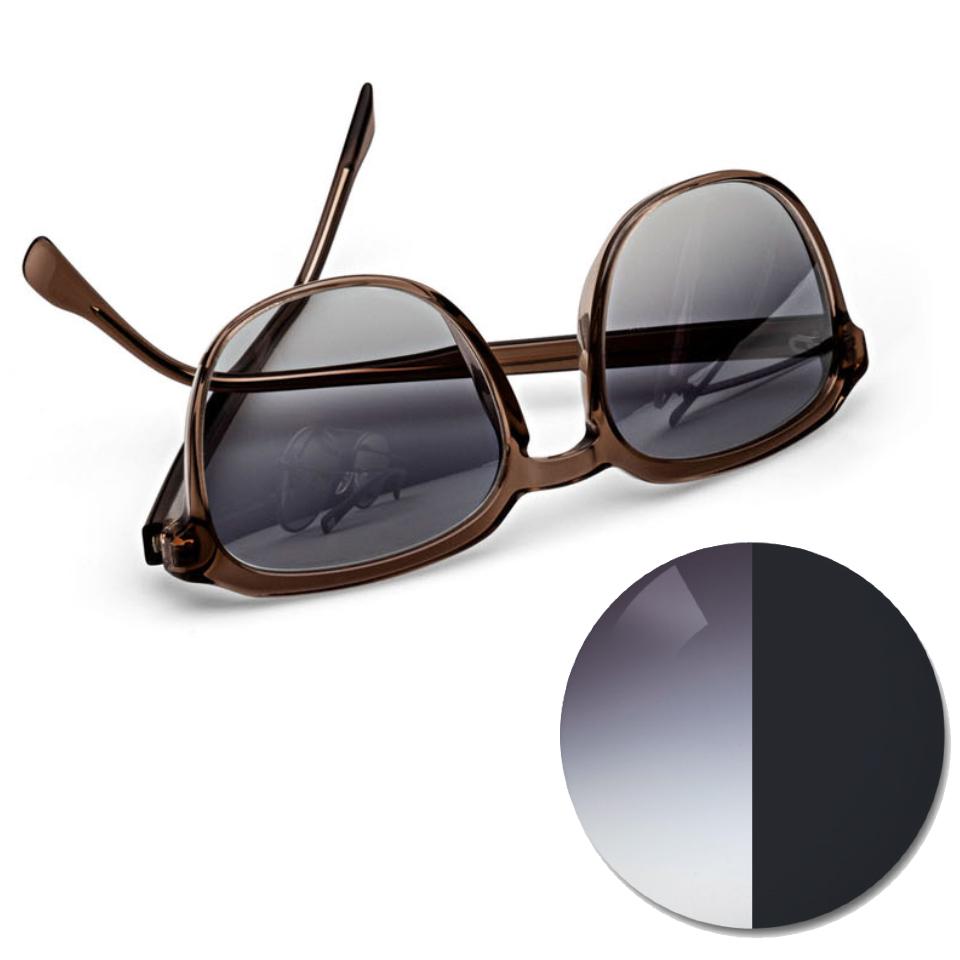 Lentes con AdaptiveSun de ZEISS en gradiente de gris y un punto de color en tono claro y oscuro