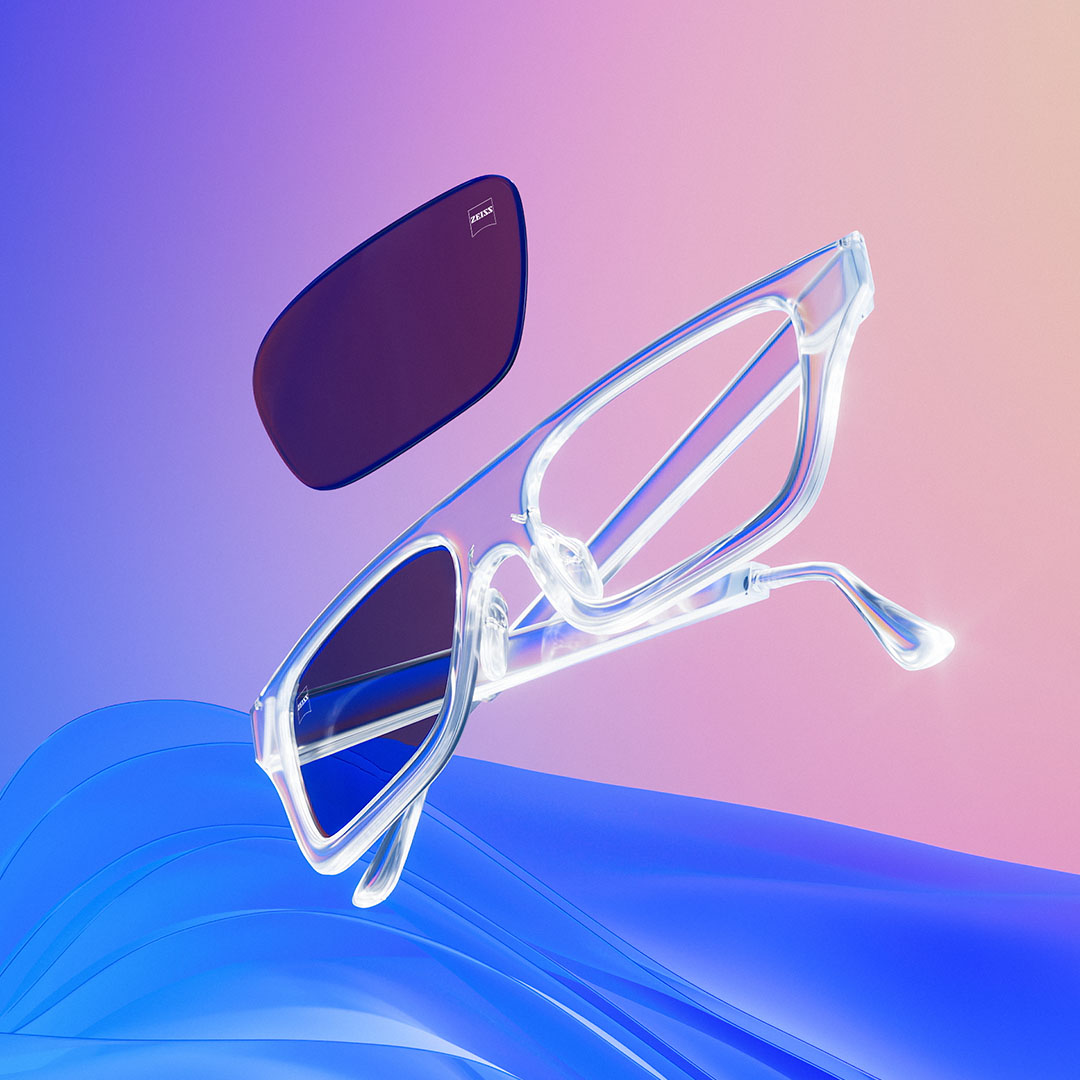 Una representación por CGI de unas gafas de sol y una montura.